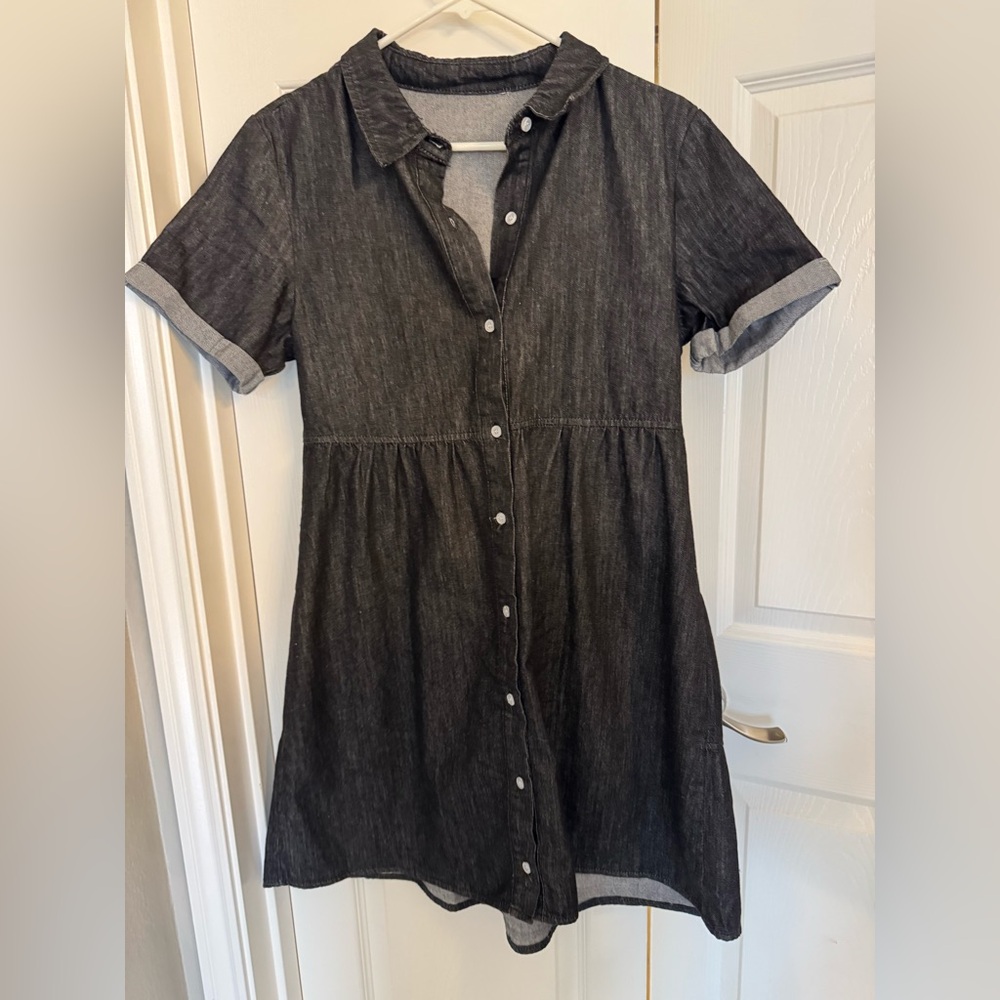 Women’s denim babydoll dress. Black denim. Size x-small. New.
